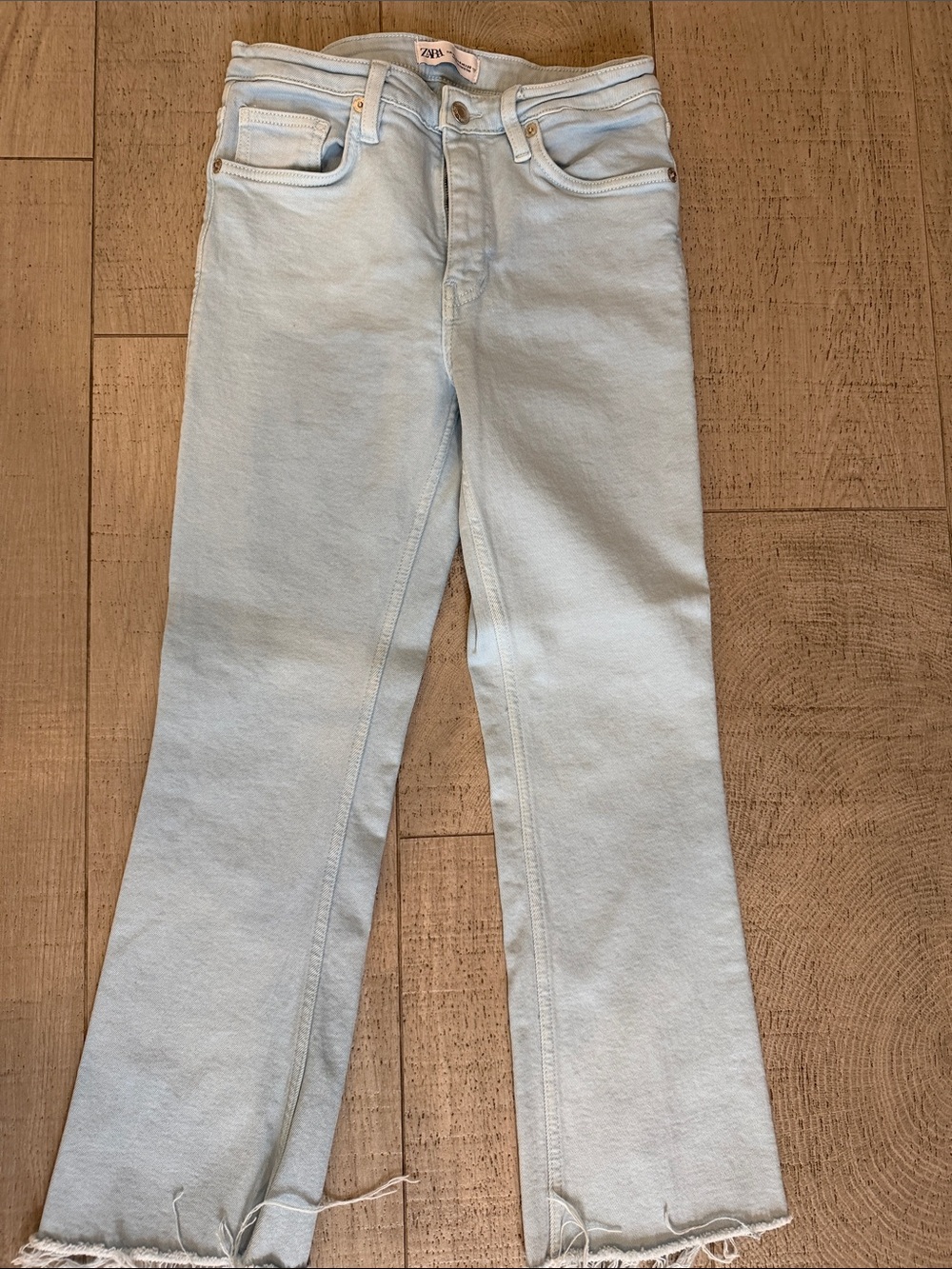 Zara Pale Blue High-Rise Flare Jeans